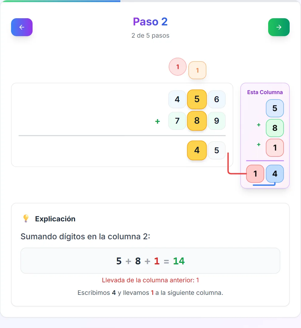 Calculadora Alicia suma pantalla